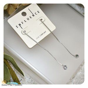 Long Delicate Silver Earrings
